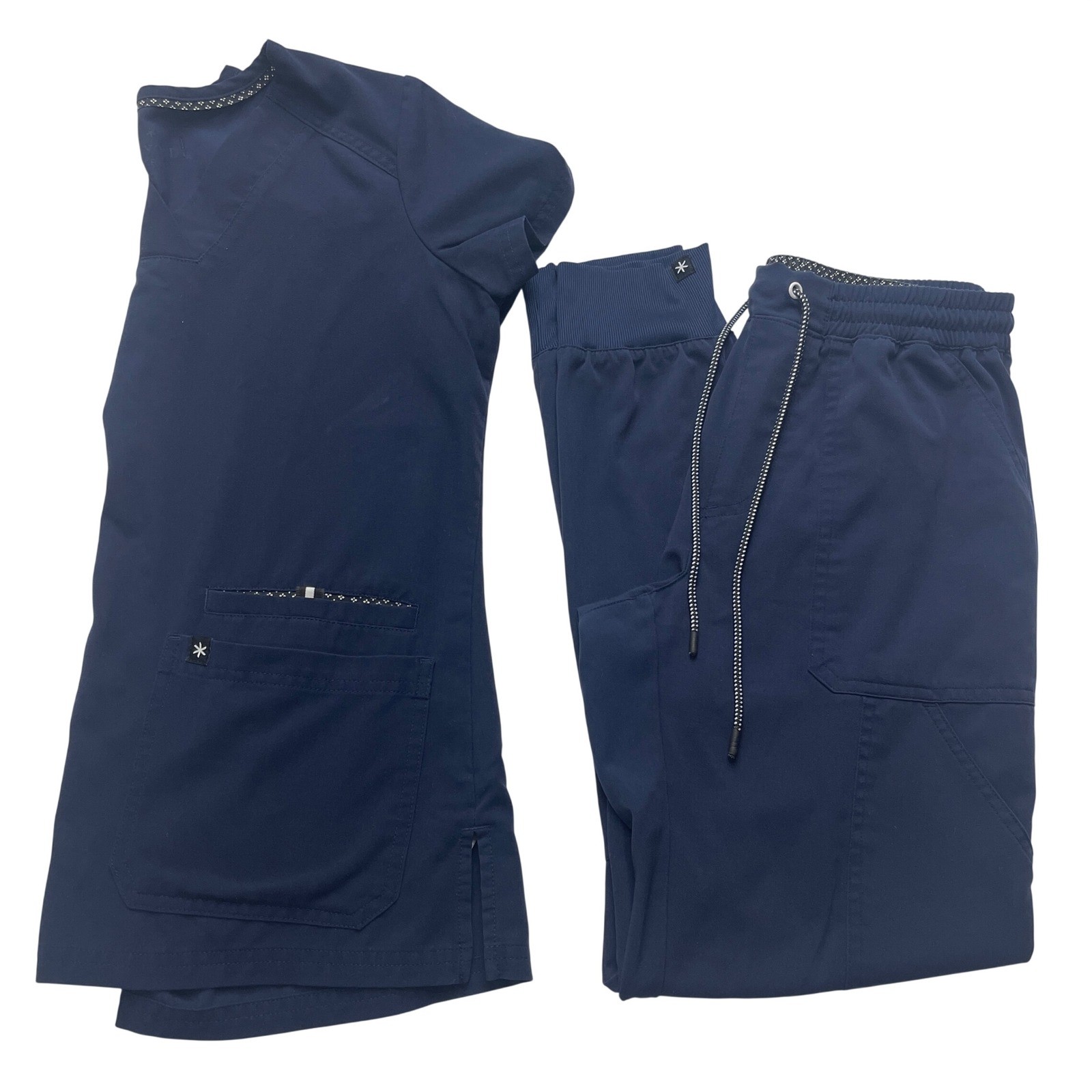 Beyond Scrubs Scrub Set Womens XS Navy Blue Jogger Pants V-Neck Top Uniform