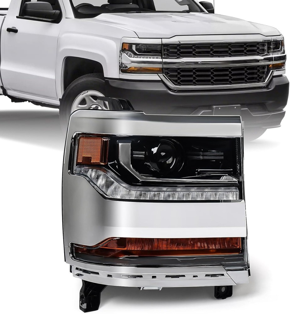 Headlight Assembly Compatible with Chevy Silverado 1500 2016 2017 2018 (Hid/Xeno