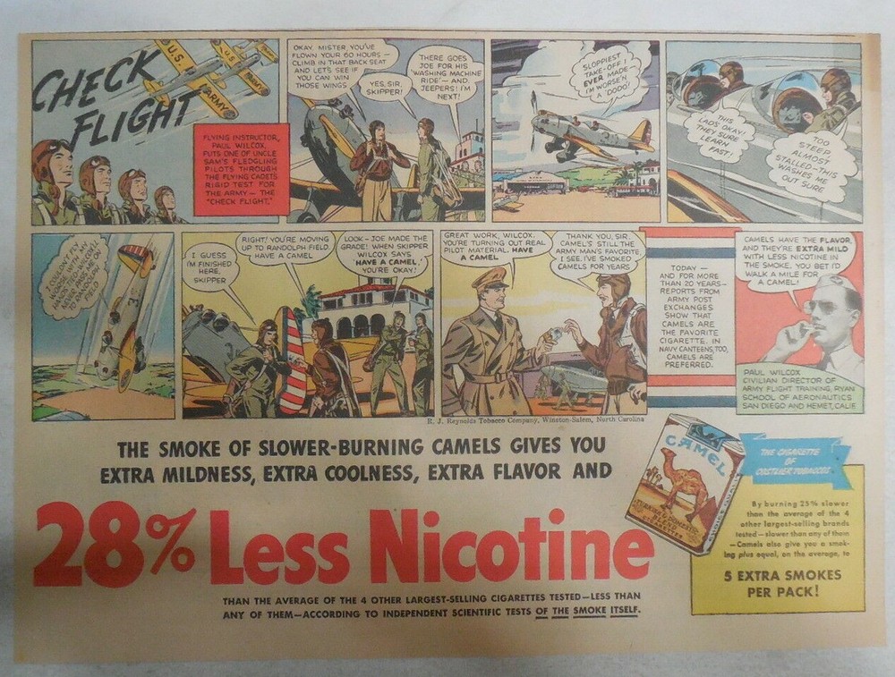 WW 2 Camel Cigarette Ad: Flight Instructor Training ! Size: 11 x 15 inches
