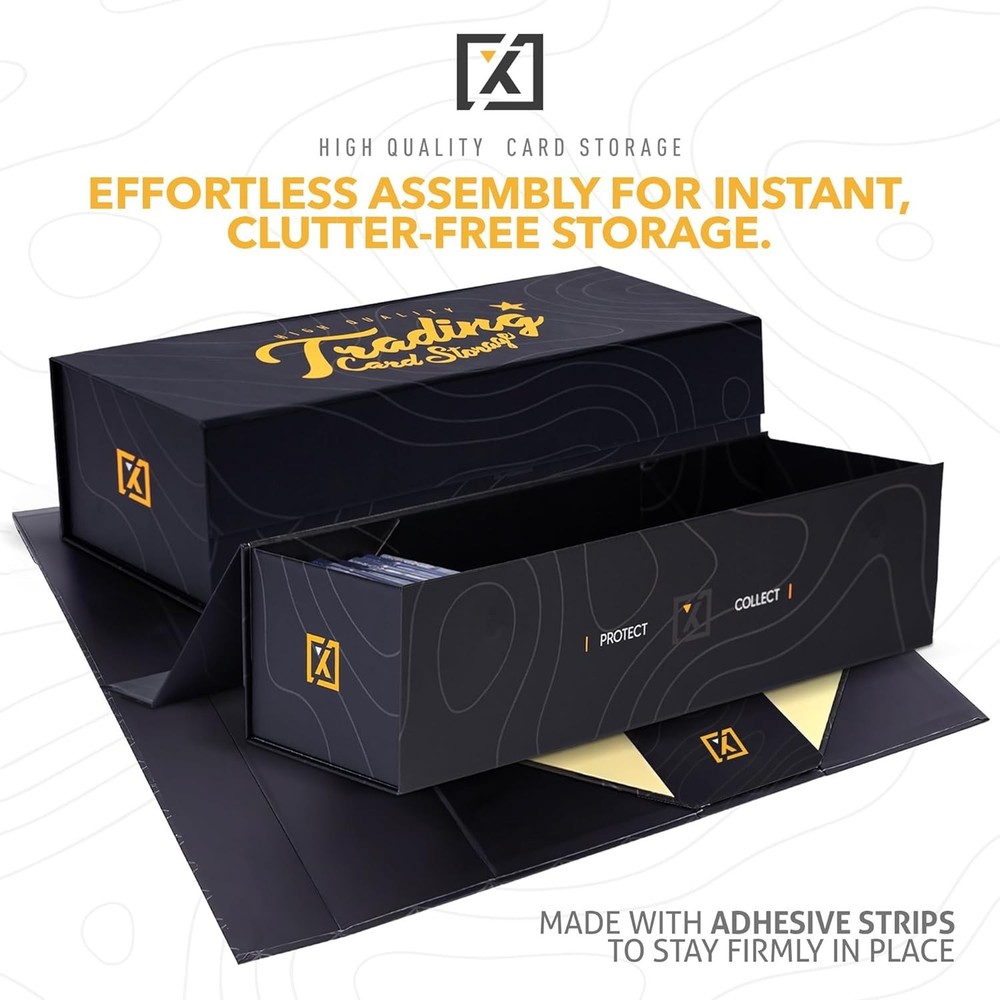 Stackable Trading Card Storage Box - 3 Pack with Magnetic Closure & Labels