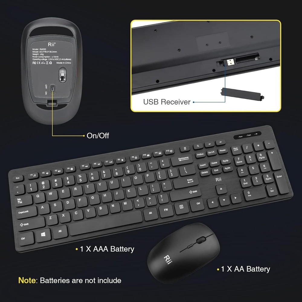 Combo Teclado y mouse Inalambricos para Windows, Android TV Box/Raspberry / PC