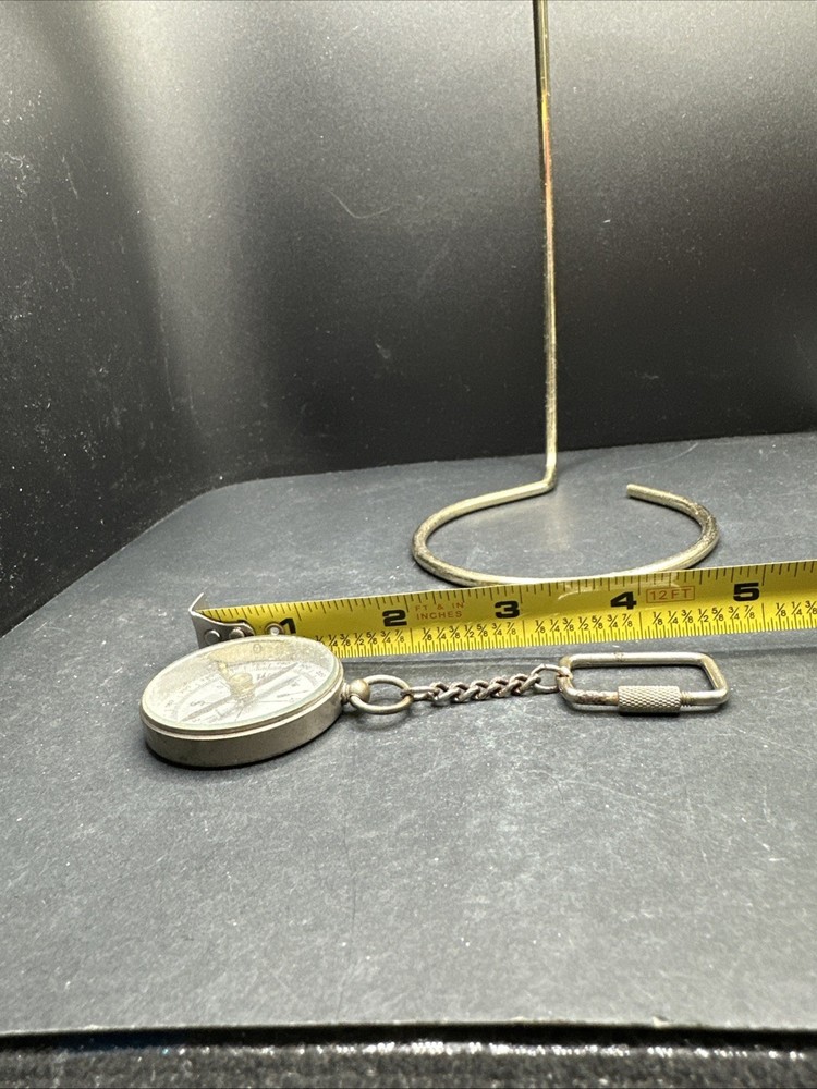 Antique German Silvertone Compass Key Chain