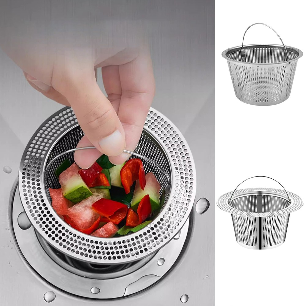 Stainless Steel Kitchen Bath Sink Strainer Drain Stopper Deep Mesh Filter