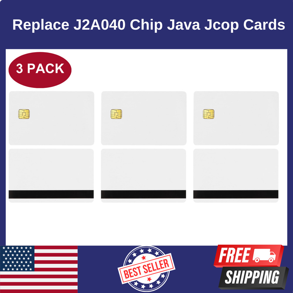 3 PACK J2a040 Chip Java Jcop Cards Unfused Java Smart Card with 2 Track, 8.4mm