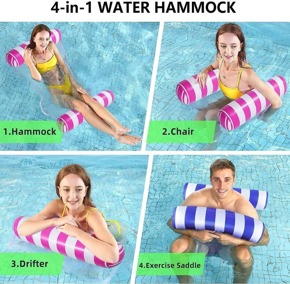 2-Pack Swimming Pool Float Hammock, Multi-Purpose Inflatable Hammock Pool Hammoc