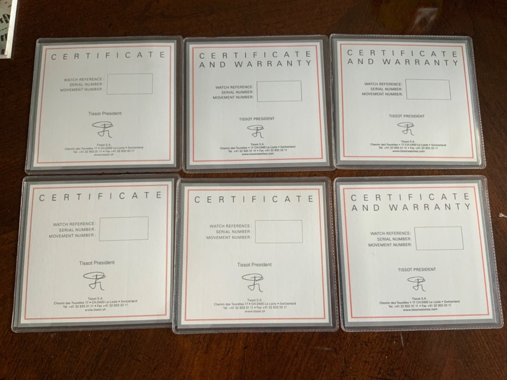 Tissot Watch COSC Certificate, papers, documents. ONLY ONE.