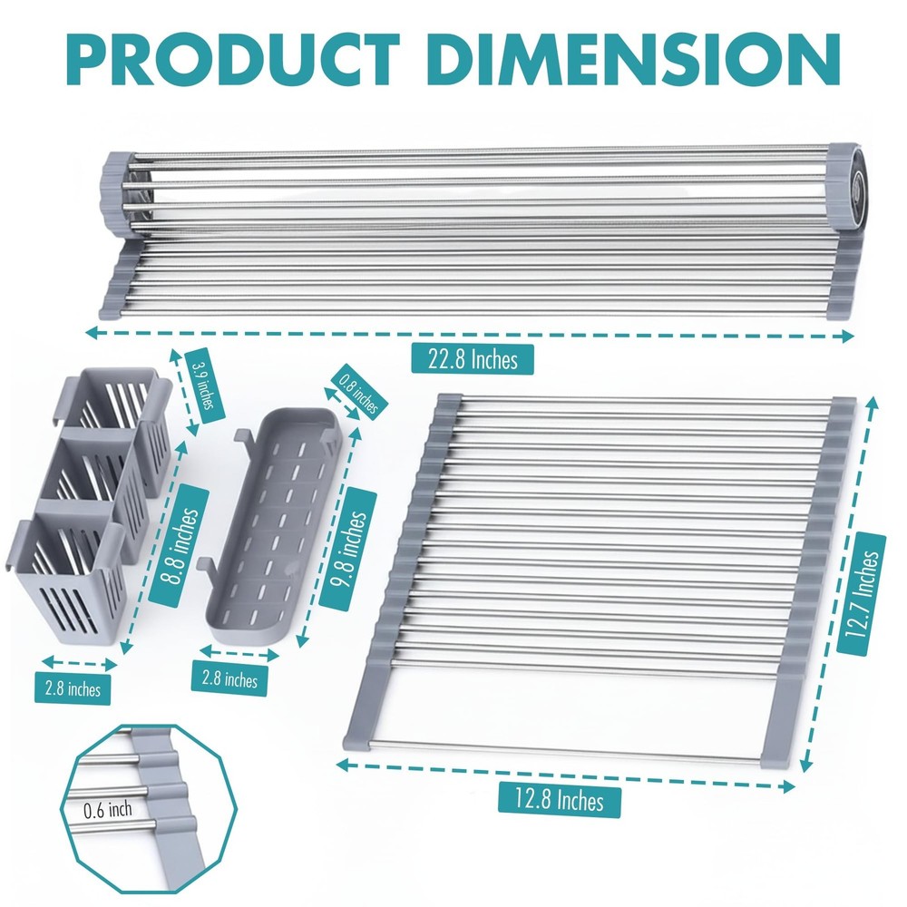 Havenity™ Expandable Roll Up Dish Drying Rack for Small Sinks - Expandable
