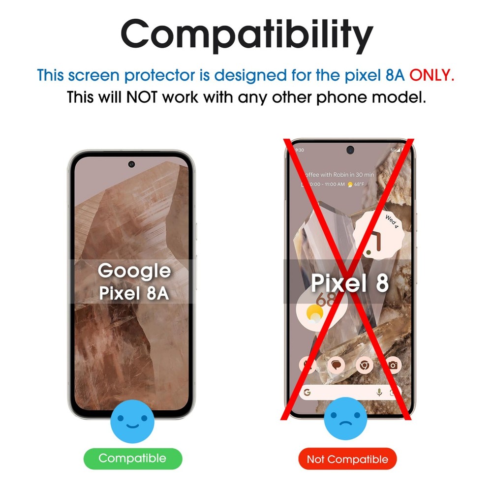 amFilm for Google Pixel 8A Screen Protector Tempered Glass（3+1 Pack）