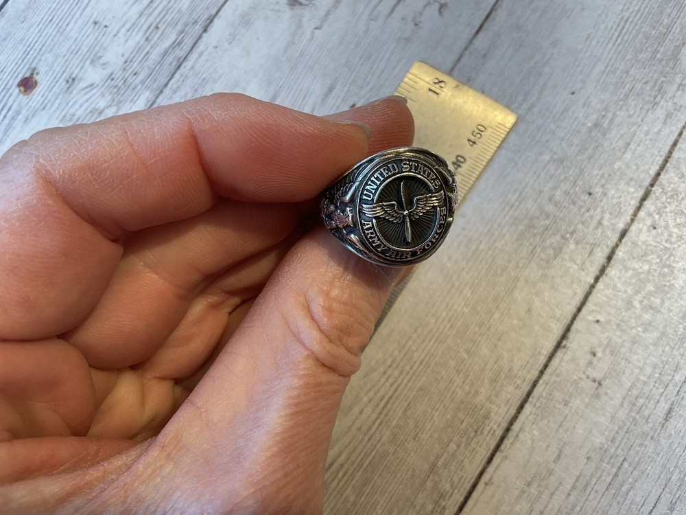 ORIGINAL WWII USAAF MINTY PILOT RING BY HJ - STERLING