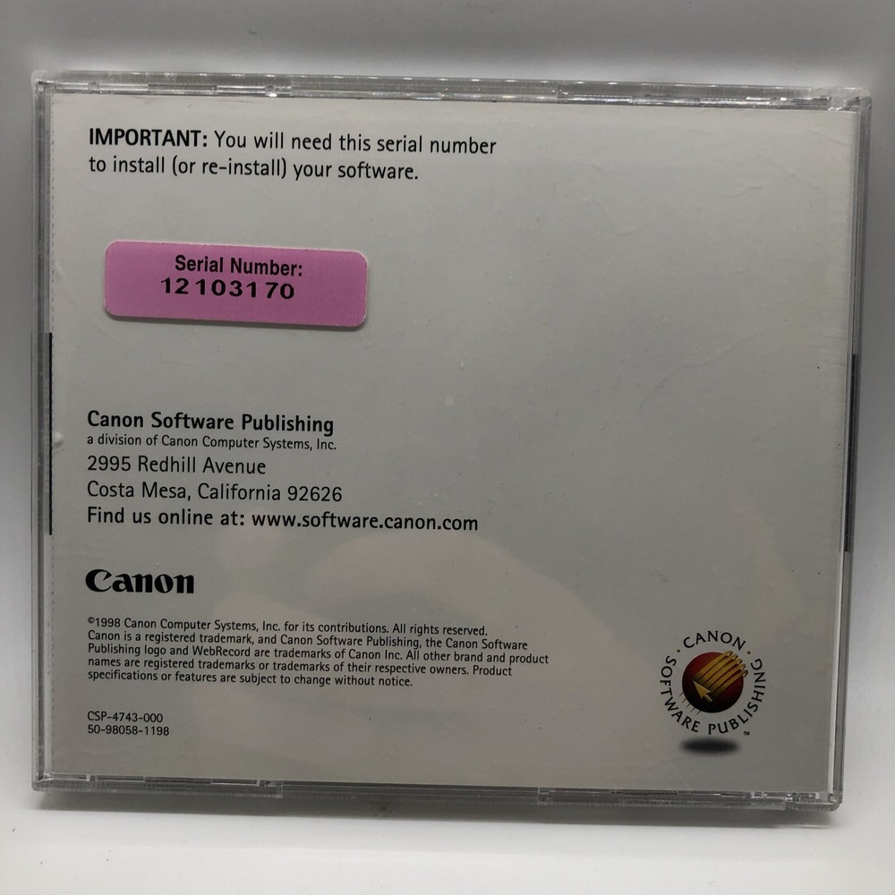 Canon Web Record Research Pro Disc Version 2 Software for Windows - G7926