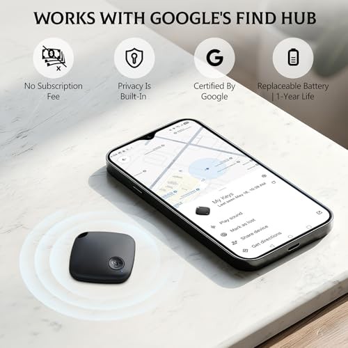 4 Pack Android Air Tags - Google MFG Certified - Black