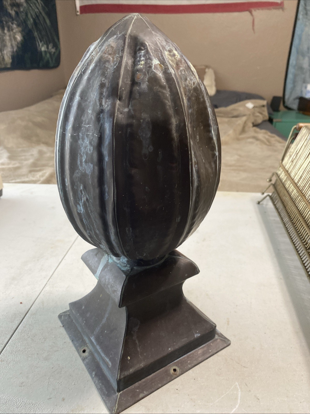 Unique Large Copper Newel Post Finial Topper. Very Nice Patina