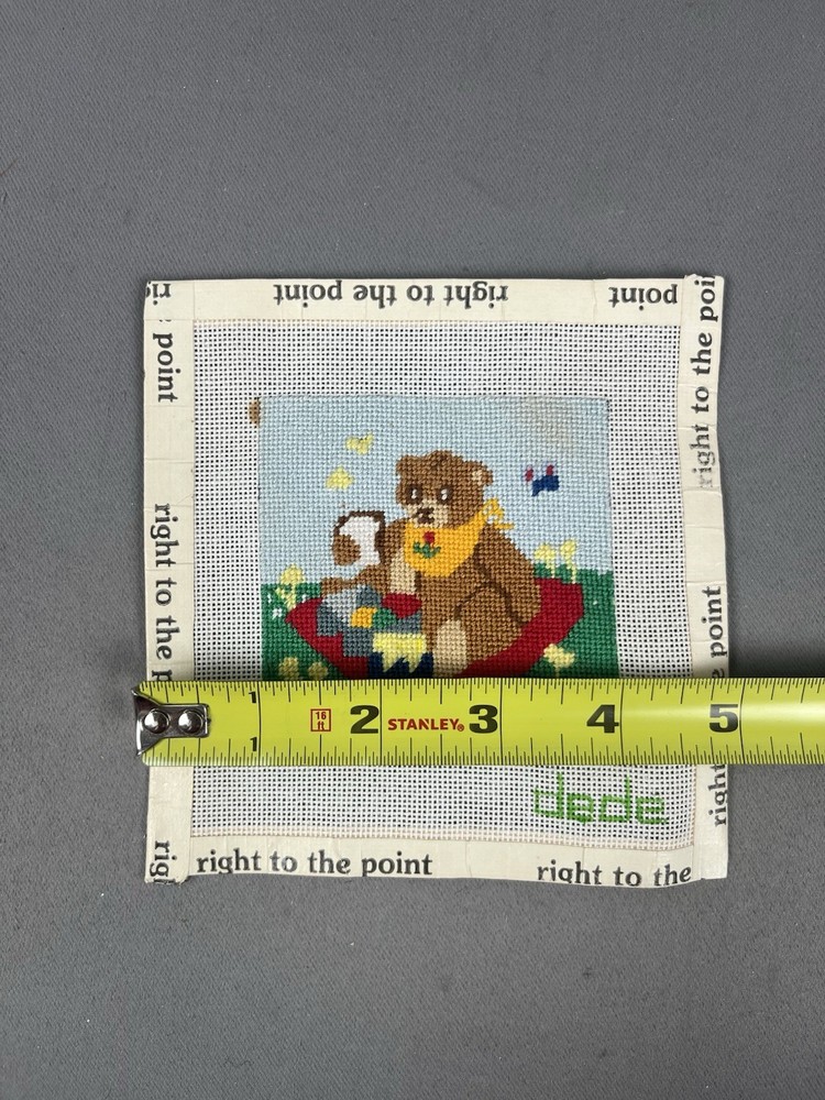 Dede Hand Painted Needlepoint Canvas *Completed* Bear Picknick