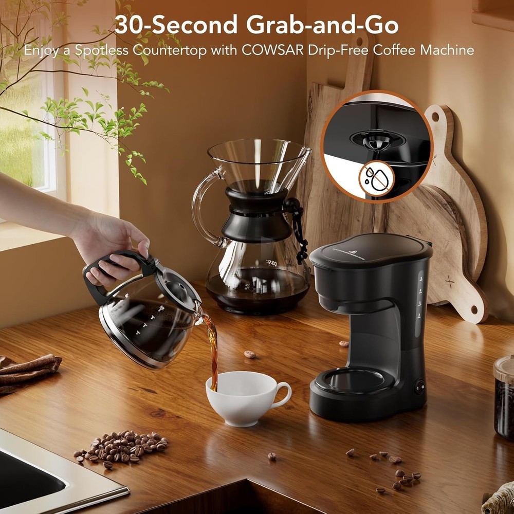COWSAR Compact Coffee Machine Drip Coffee Maker with Pause & Brew, 2H Keep Warm