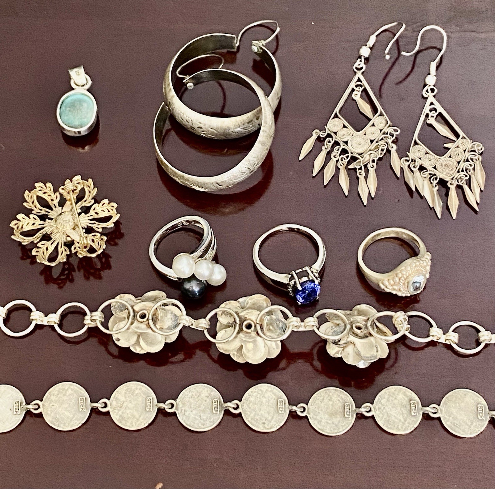 59 grams Sterling Silver Lot 925 Jewelry Rings Bracelets Pendant Earrings