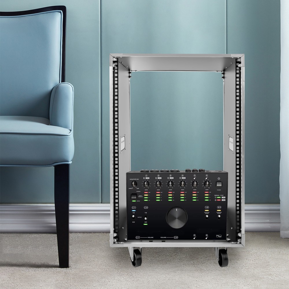 16U Server Rack Open Frame Rolling Network Data Rack 19 inch With Casters 4 Post