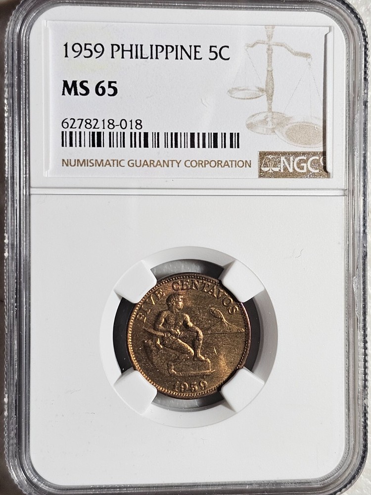 Philippines 5 Centavos 1959 NGC MS 65