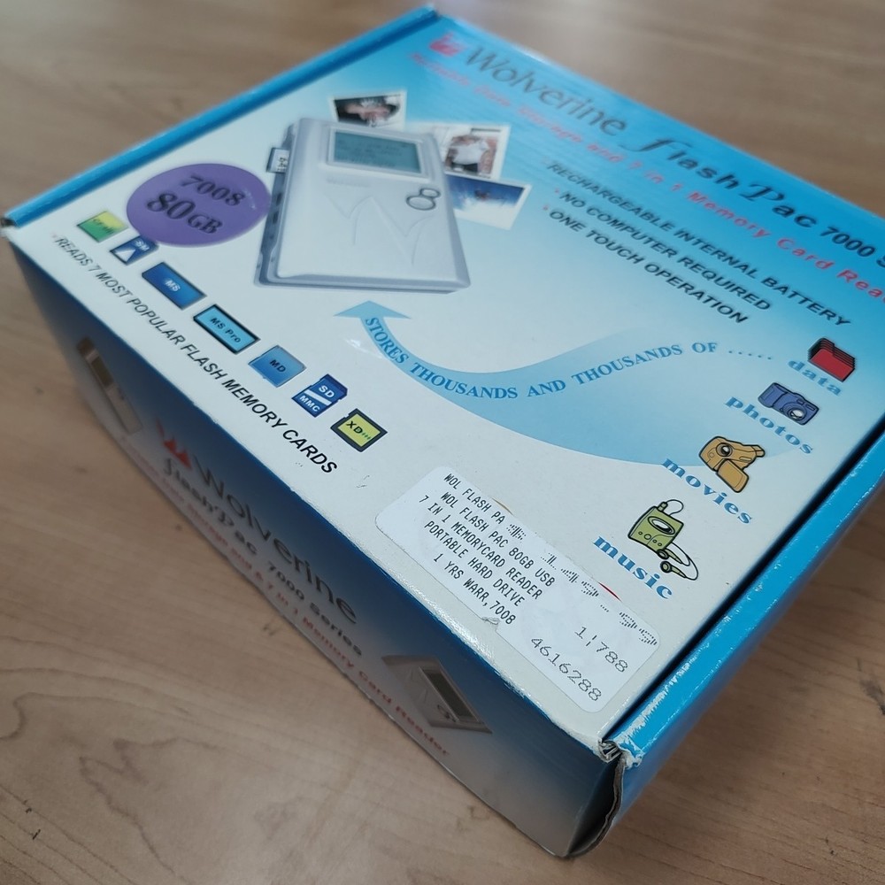 Wolverine FlashPac 7000 Series Data Storage 80GB With Box, CD & Manual