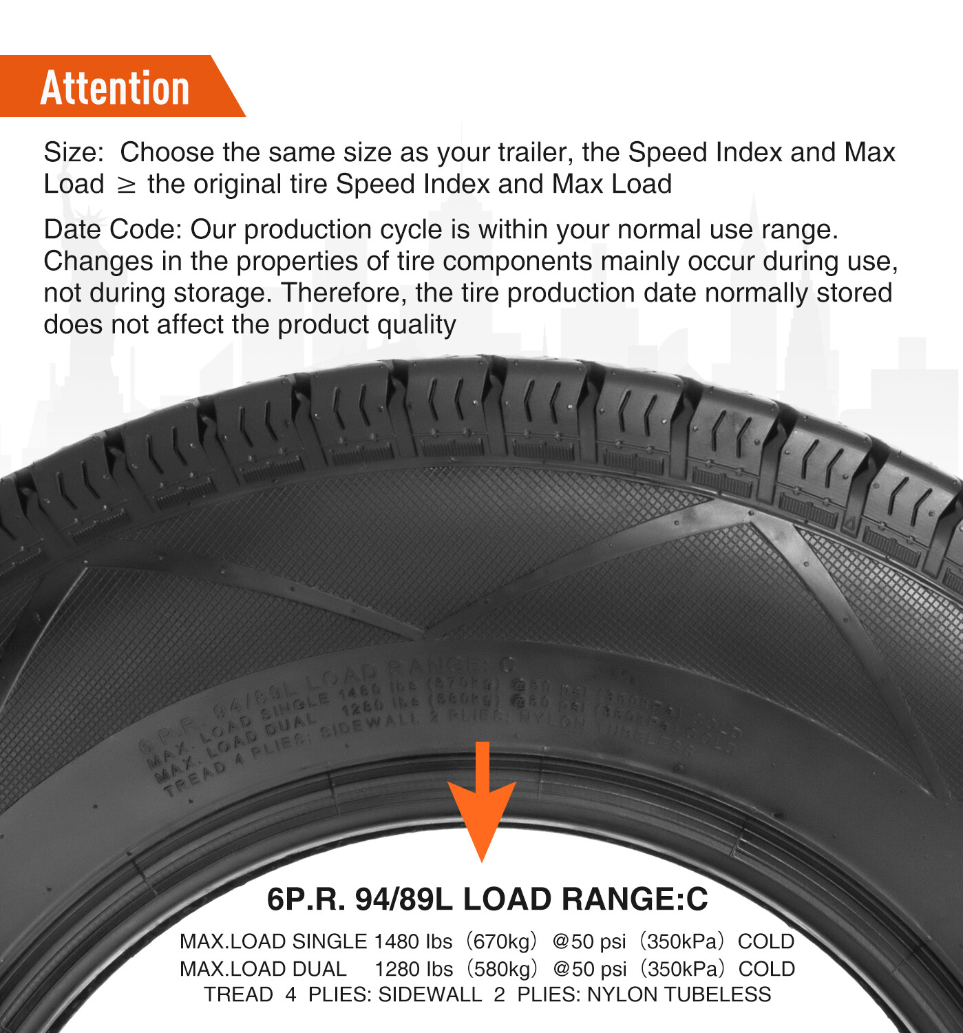 Set 2 Premium ST185/80D13 Trailer Tires 185 80 13 Heavy Duty 6Ply Load Range C