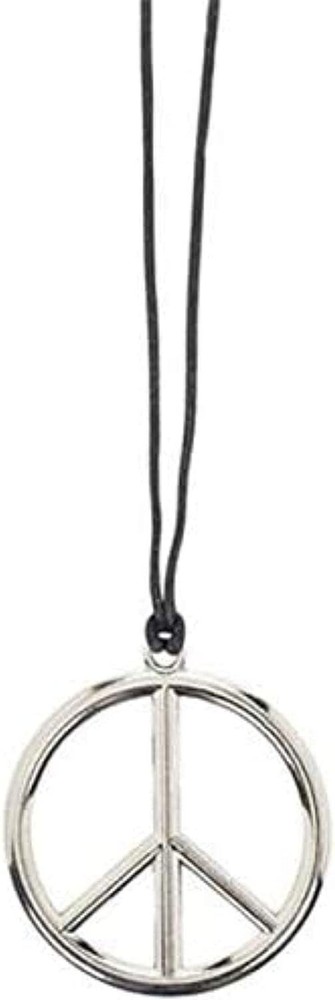 Peace Sign Necklace - Black/Silver, Amscan