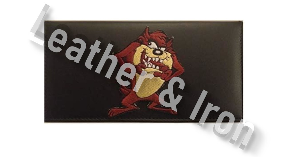 Tasmanian Devil Taz Design Leather Checkbook Cover