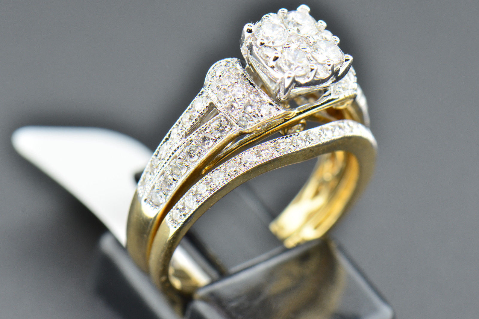 Diamond Bridal Set Engagement Ring & Wedding Band 14K Yellow Gold 1.25 Ct