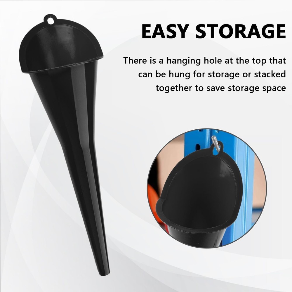 Long-Neck Oil Funnel for Automotive – Multi-Function Plastic Black (1-Pack)