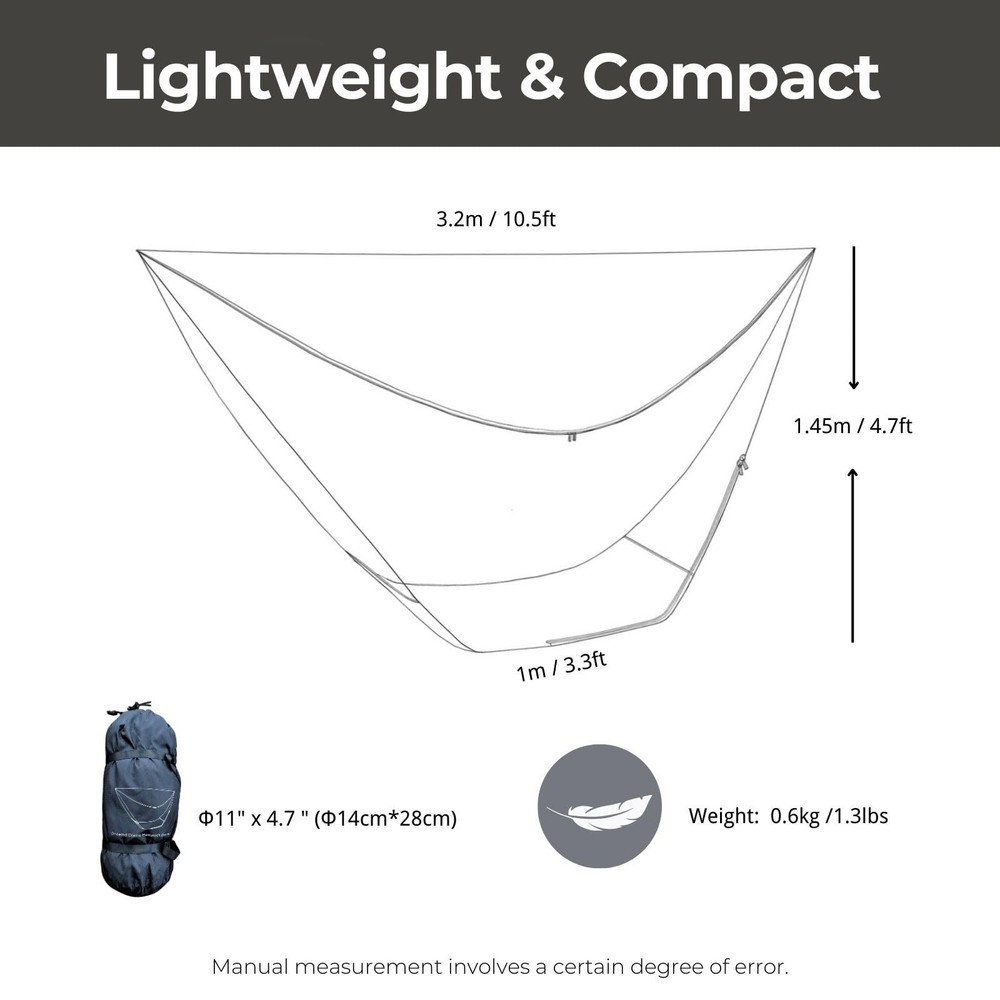 onewind Hammock Mosquito Net, Camping Bug Net with Black - With Floor