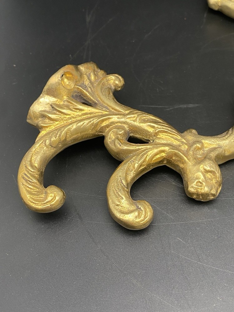 Pair of Brass Hall Tree Hat Coat Hooks~