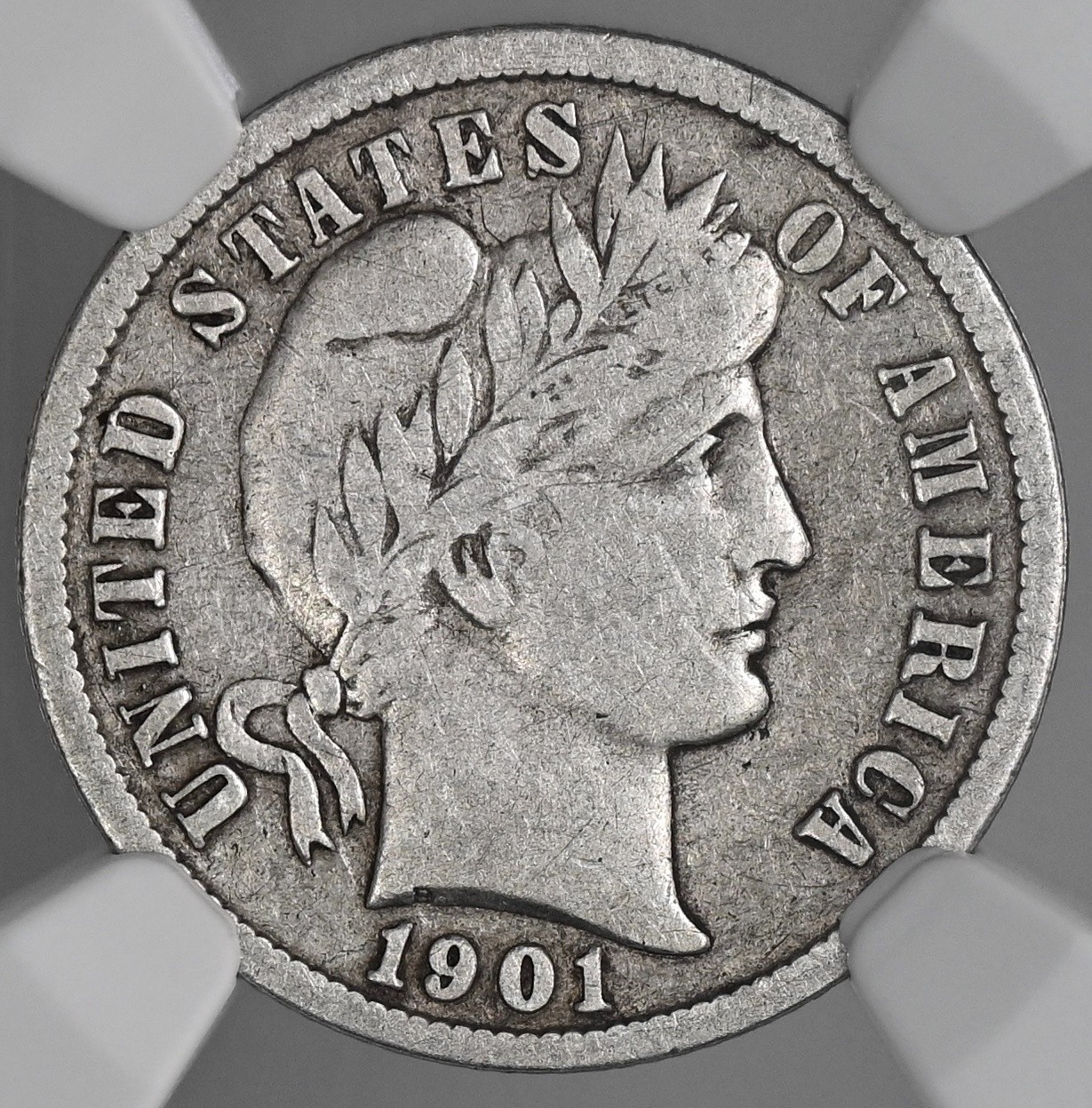 1901-S 10C BARBER SILVER DIME "SAN FRANCISCO" NGC VG10 #8404752-033 LOOKS FINE