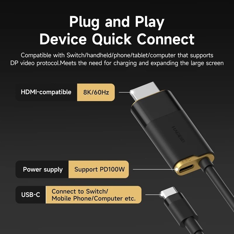 Hagibis Switch Dock for Nintendo Switch/OLED/Switch2 USB C to HDMI Cable