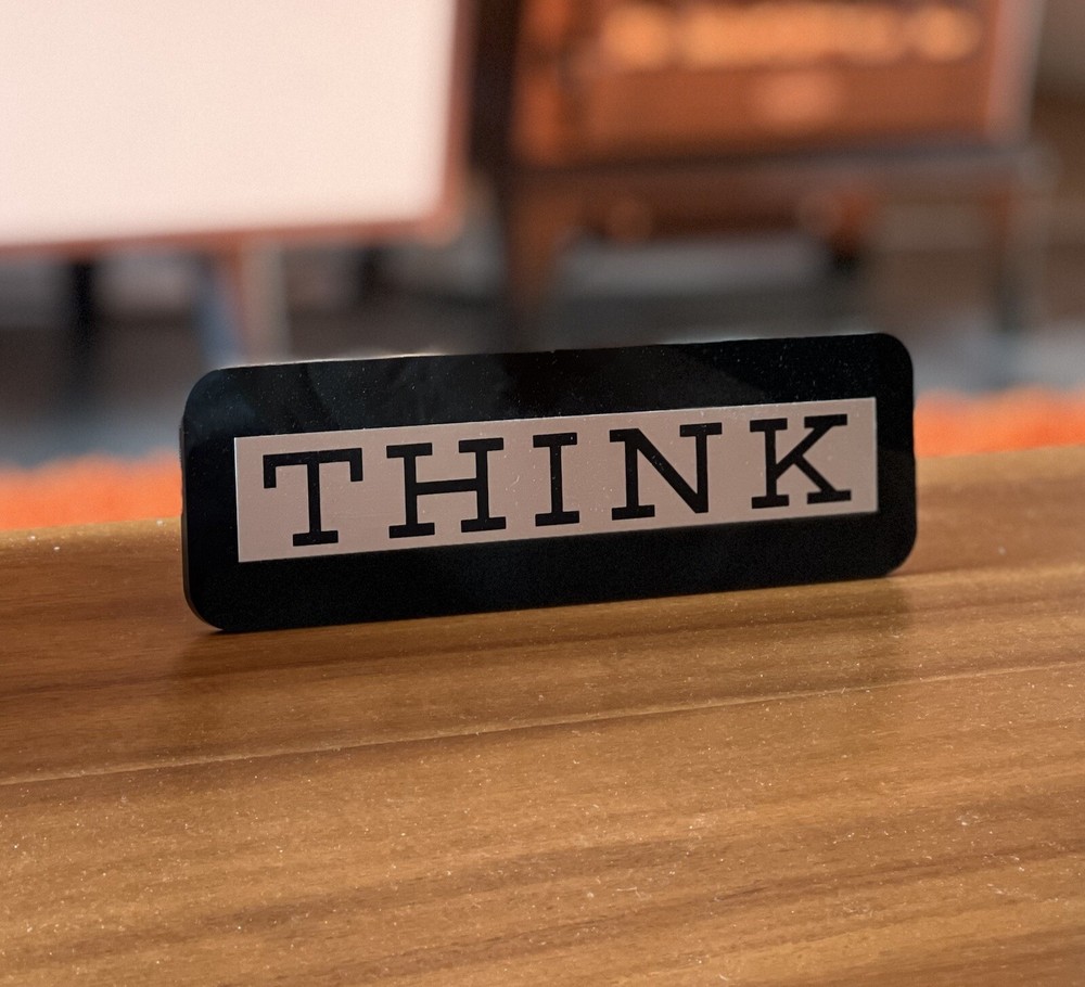 IBM THINK SIGN PLAQUE - Rare Authentic Computer Desk Accessory Executive Gift
