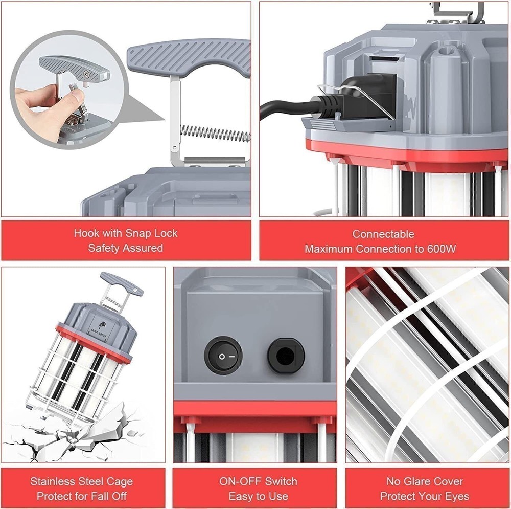 LED Temporary Work Light 80W ON/Off Switch Linkable LED Construction Lights ETL