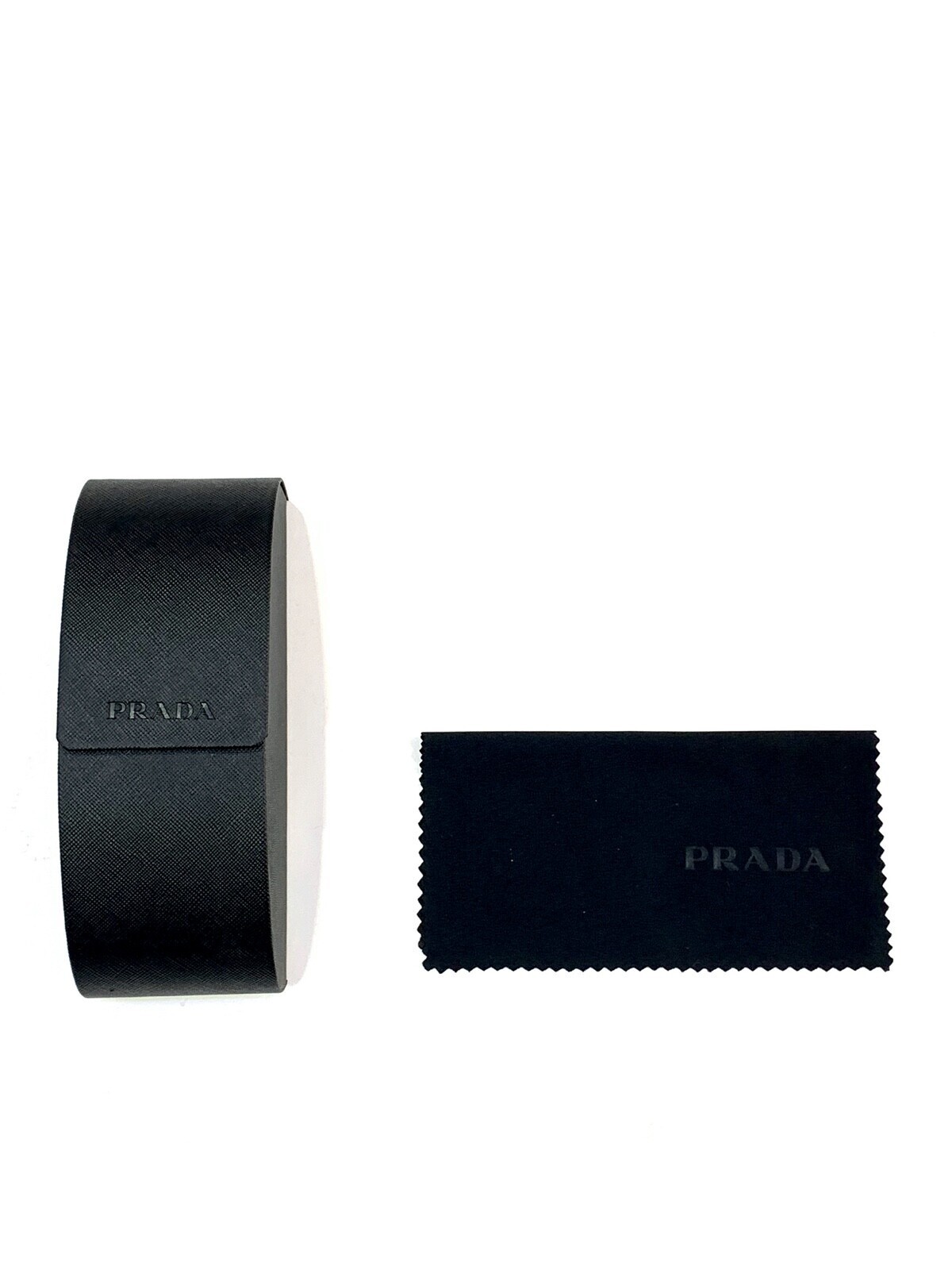 NEW Prada Saffiano Black Leather sunglasses case with cleaning cloth