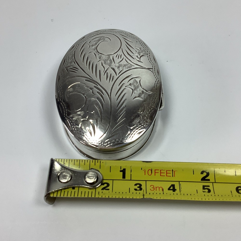 Solid Silver Pill Pot Hinged Lidded Box 22g Hallmarked Sheffield 1996