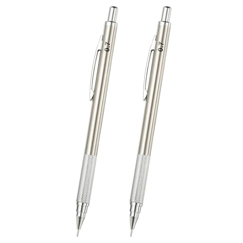 2Pcs Mechanical Pencil 0.7mm Medium Point for Drawing, Silver