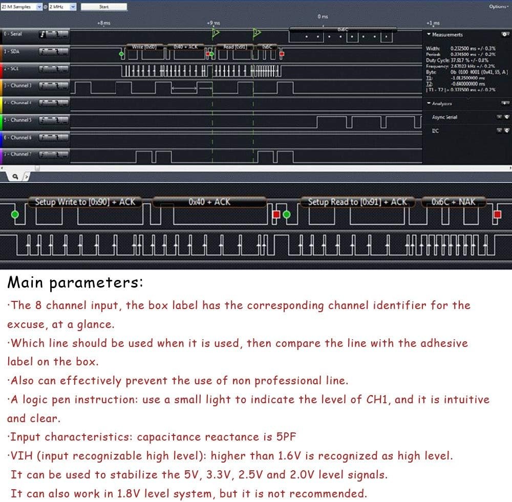 1Set USB Logic Analyzer Device Set Cable 24MHz 8CH 8 Channel UART...