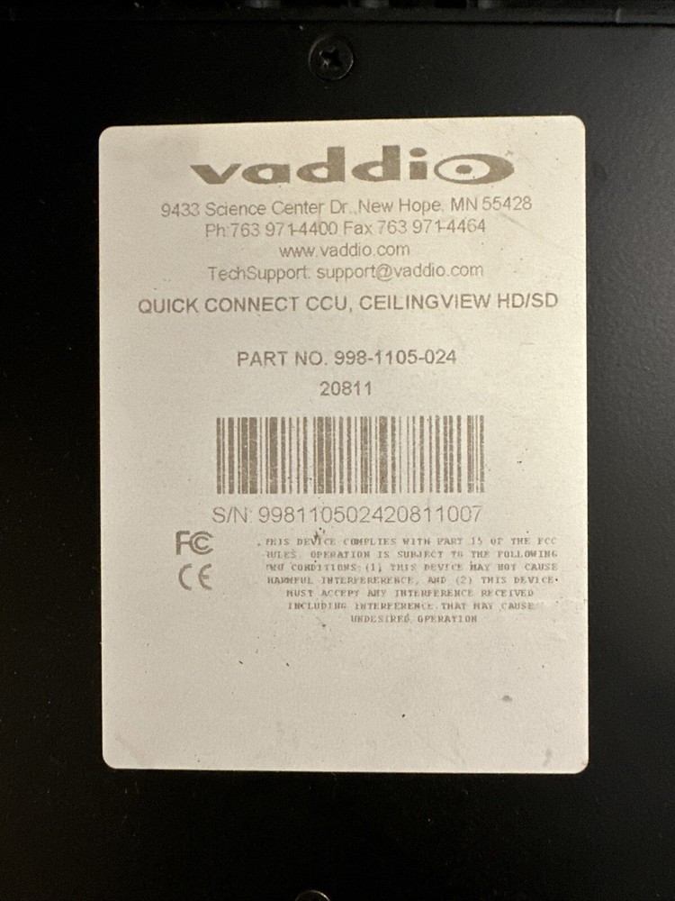 VADDIO CCU Image Controller for CeilingVIEW HD/SD 998-1105-024 w/ Remote + PSU