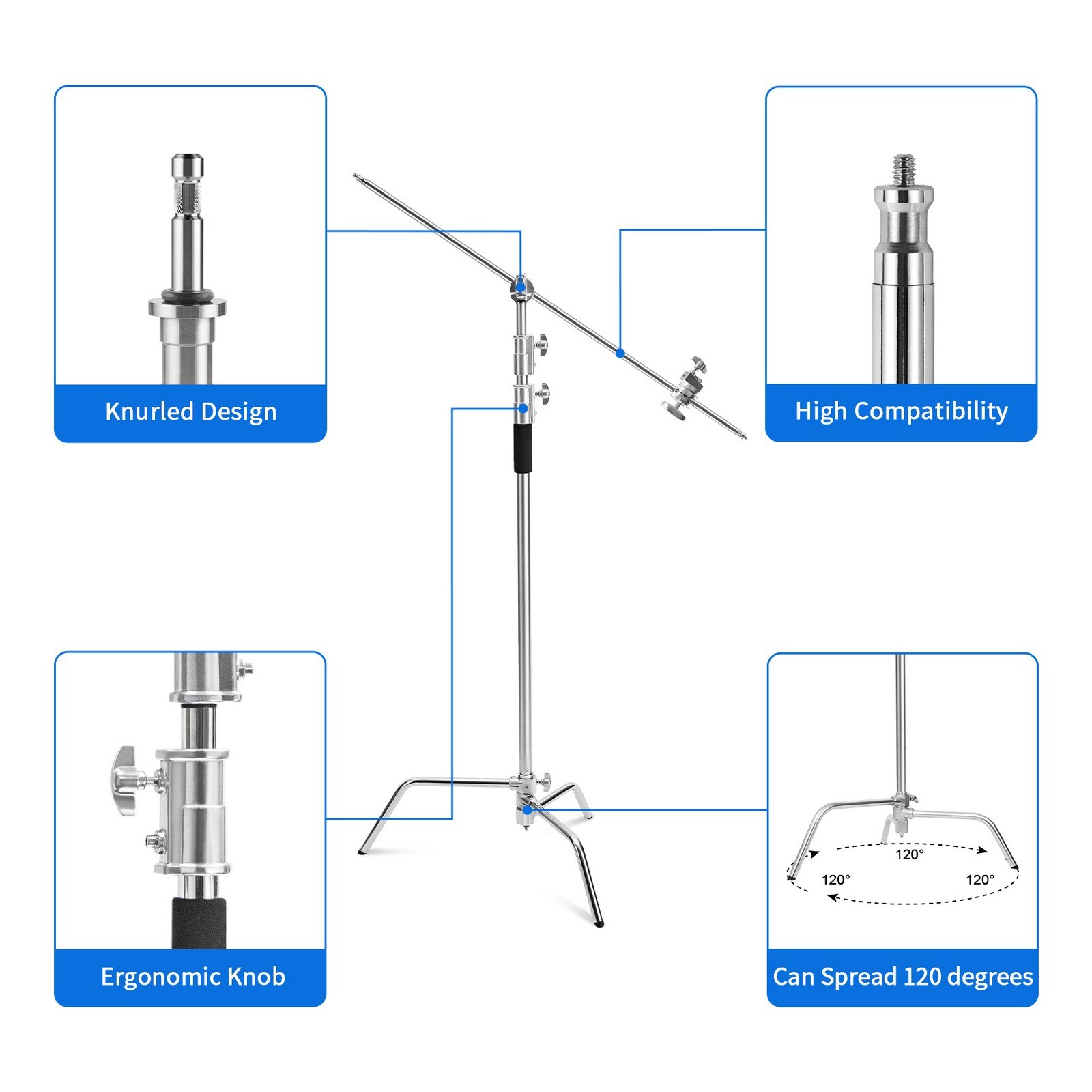 2 pack Photo Studio 10ft Heavy Duty C Stand Century Stand for Aputure Godox