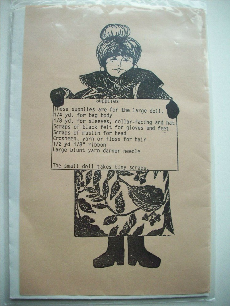 10" and 4" bag lady decor doll pattern uncut