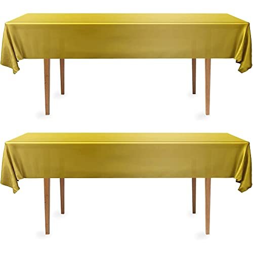 2 Rectangular Tablecloths BPA-Free Plastic, 54 x 108 2 Pack - Rectangle Gold