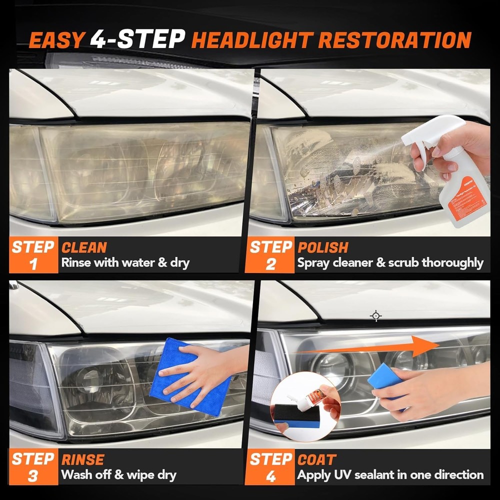 Headlight Restoration Kit Cleaner Head Light Removing...