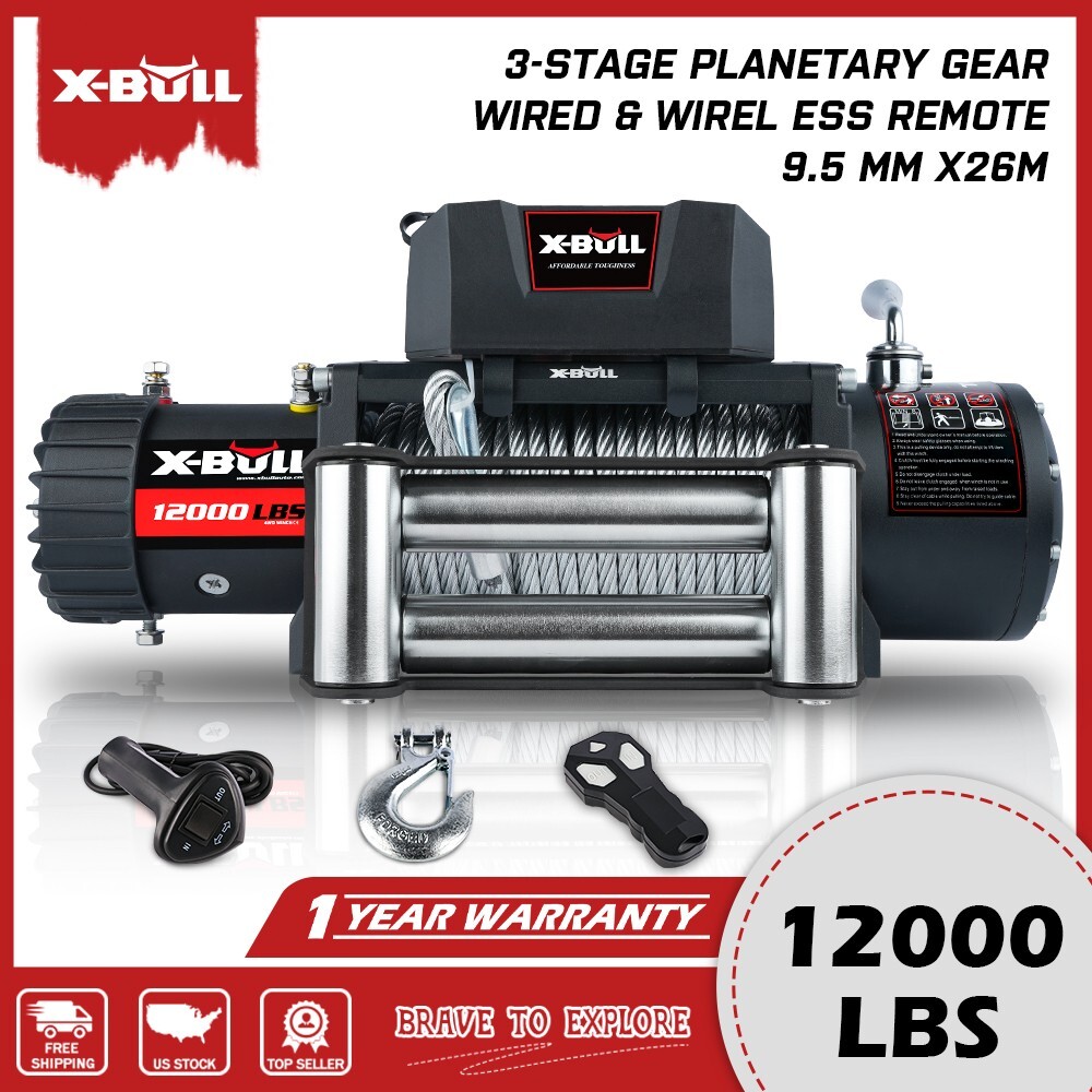 X-BULL 12V Electric Winch 10000lb-14500lb Truck Towing Jeep Winch 4WD Off-Road