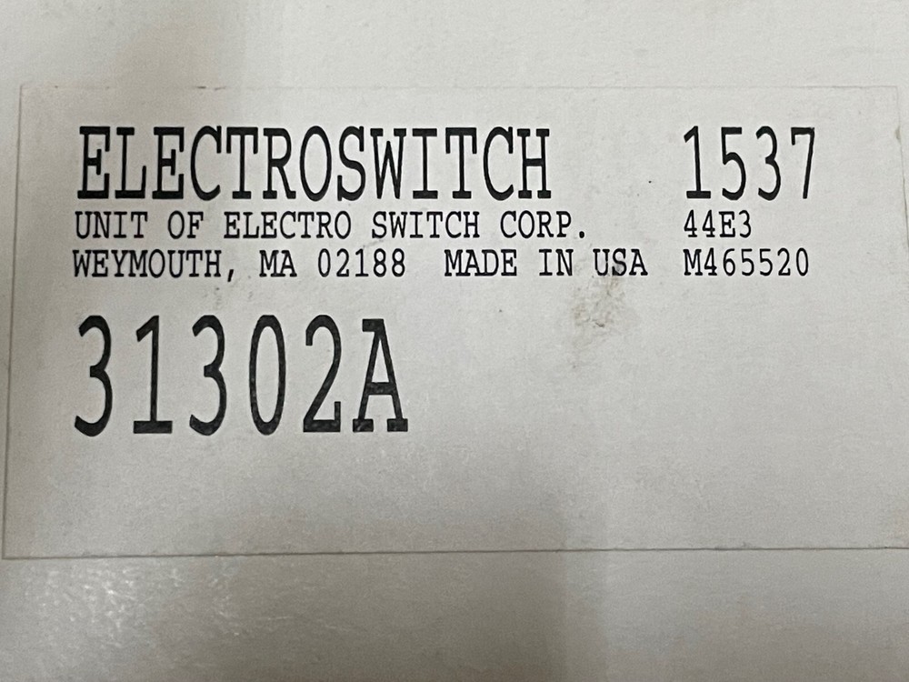 ElectroSwitch 31302A Rotary Switch, 8 Position, 45 °, 10 A, 600v