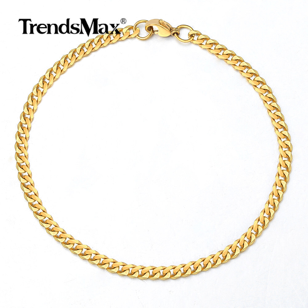 14K Gold Plated Stainless Steel Cuban Curb Chain Necklace Bracelet 3/5/7/9/11mm