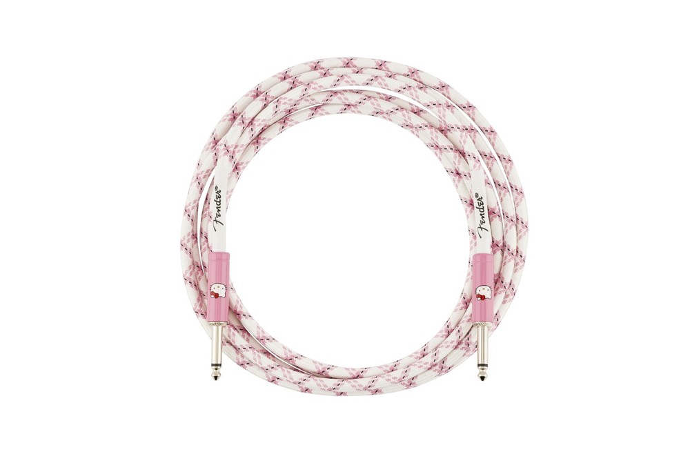 Fender x Hello Kitty White/Pink Woven Cable, 10'