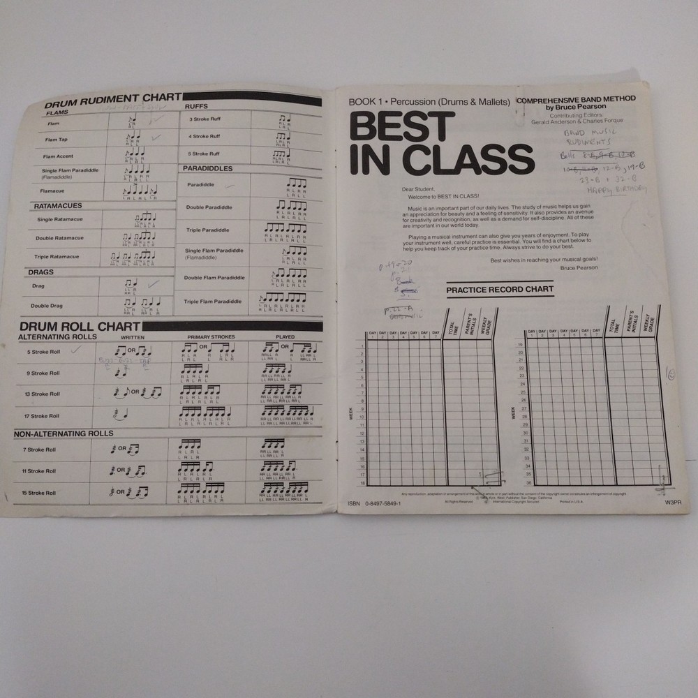 Best in Class Book 1 : Percussion-Drums & Mallets Bruce Pearson 1982