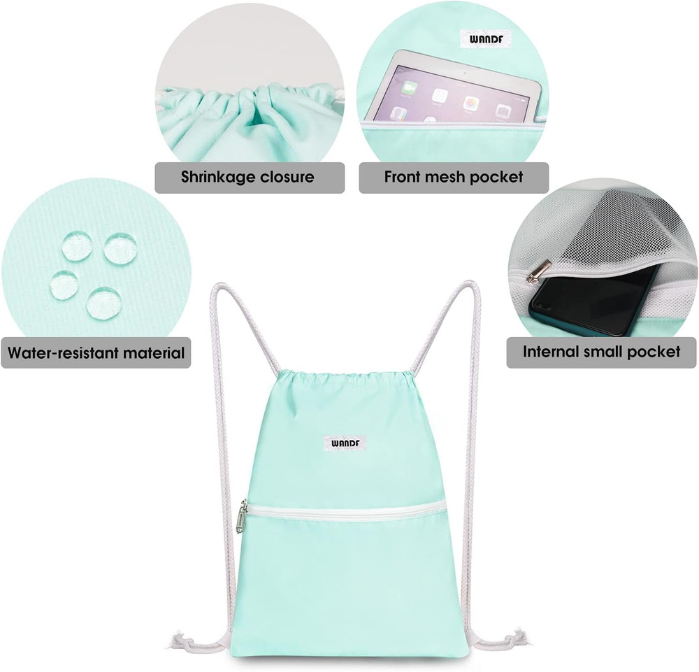 Drawstring Backpack String Bag Sackpack Cinch Water Resistant Nylon for Gym Shop