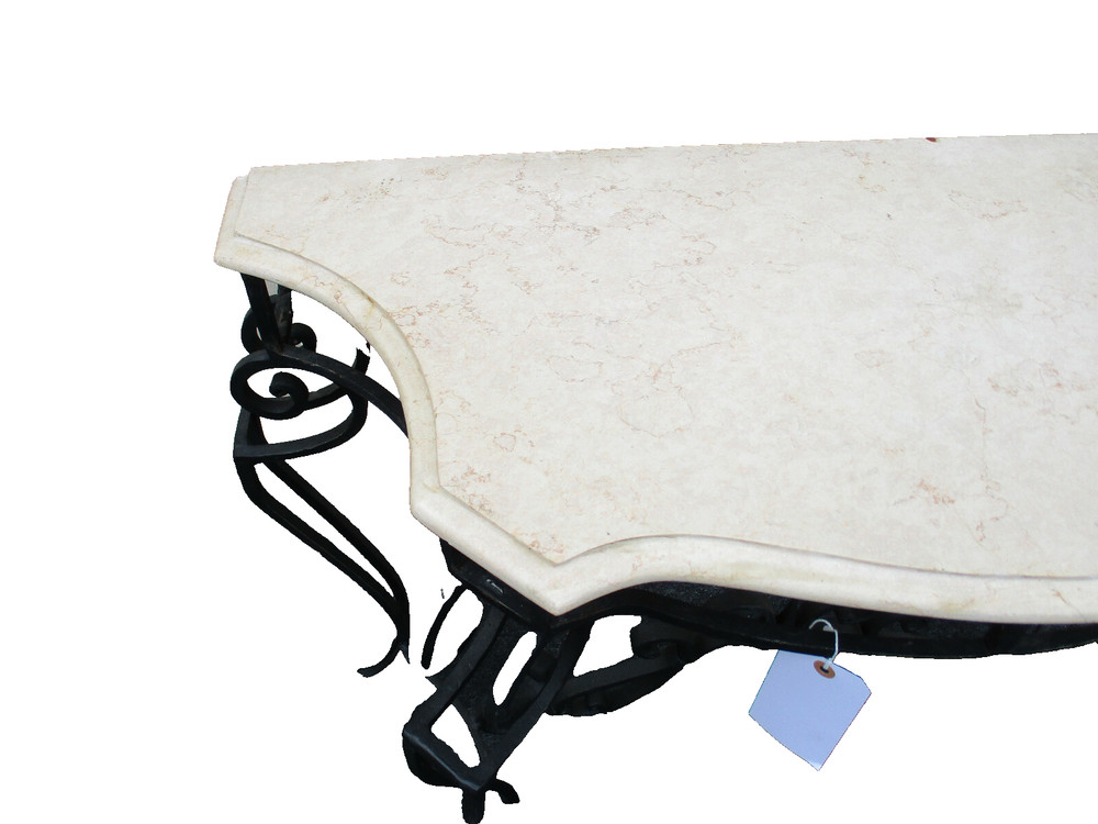 62809 Marble Top Console Table w/ Iron Base