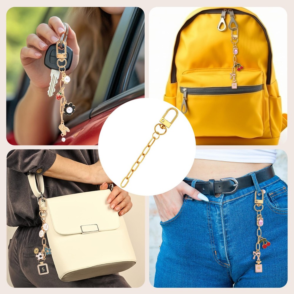 20pcs Gold Keychain Making Kit, Key Ring Swivel Snap Hook Chains, Extender Ke...